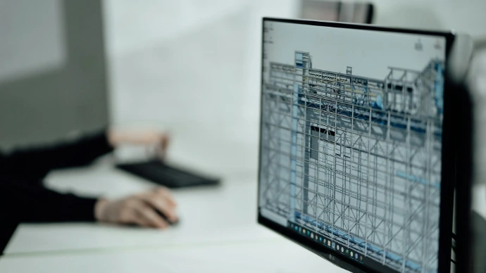 person at desk viewing monitor